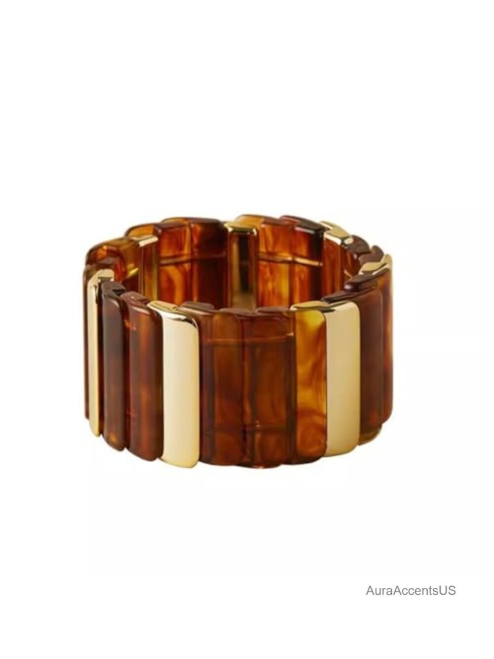Acrylic Resin Chunky Stretch Bangle Bracelets for Women Gold Plated